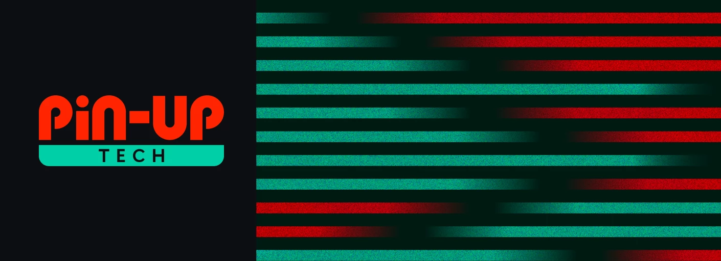 Pin-Up.Tech логотип в зелених та червоних кольорах на чорному тлі