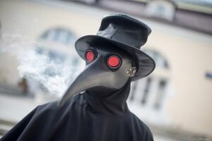 Под Тернополем украинец посетил магазин в маске от чумы: фото, видео