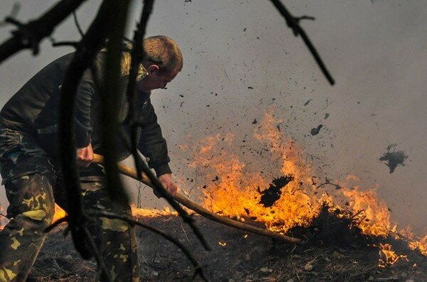 Военные в Киевской области потушили пожар на полигоне Девички