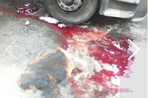 Под Киевом загорелся грузовик с неизвестным красным веществом