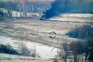 На Донбассе уничтожили изготовленную в России машину боевиков