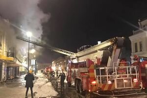 В центре Киева произошел пожар в ресторане. Фото, видео