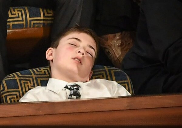 Маленький однофамилец Трампа не выдержал его речи в Конгрессе и уснул